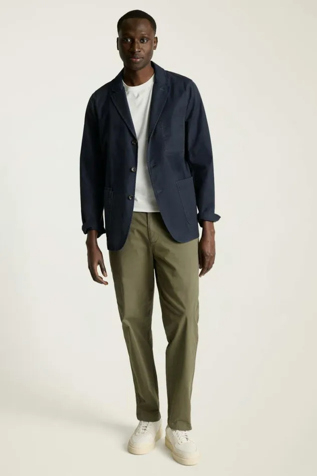Men Jetsetter Washed Cotton Blazer Washed Navy Bonobos Jackets and Coats