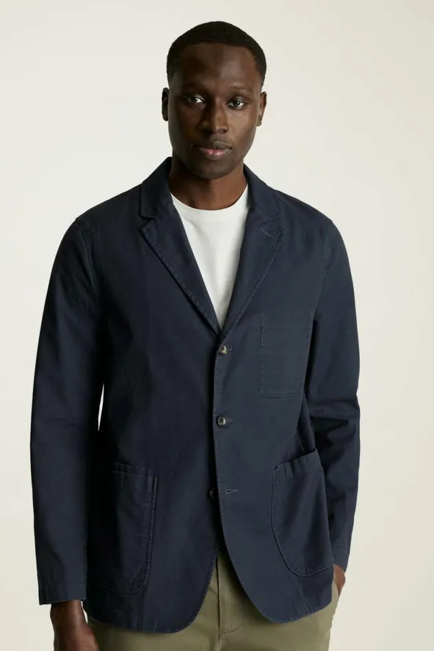 Men Jetsetter Washed Cotton Blazer Washed Navy Bonobos Jackets and Coats