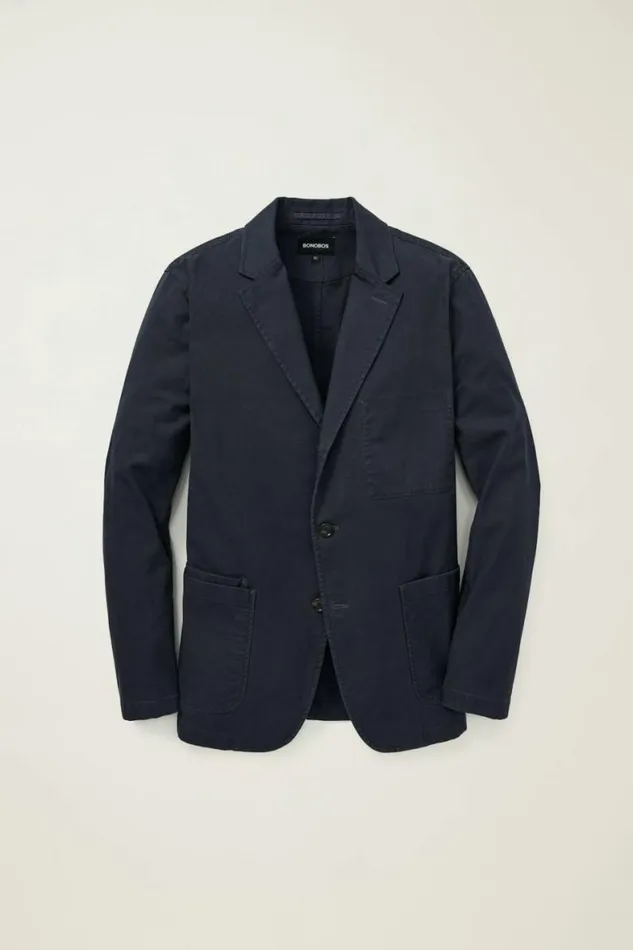 Men Jetsetter Washed Cotton Blazer Washed Navy Bonobos Jackets and Coats