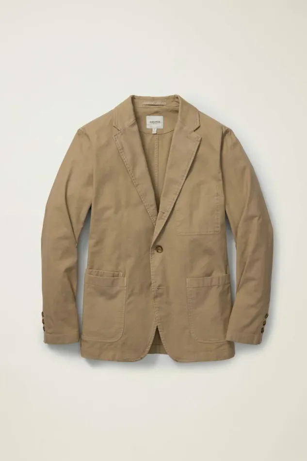 Men Jetsetter Washed Cotton Blazer Weathered Teak Bonobos Jackets and Coats