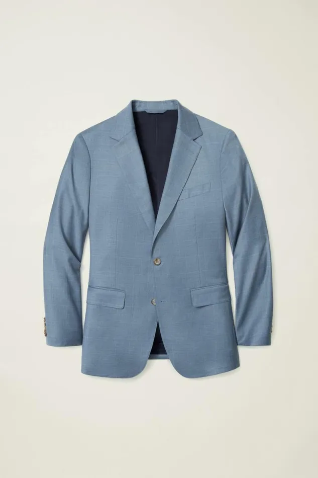 Men Jetsetter Wool Blazer Blue White Deco Check Bonobos Blazers and Sport Coats