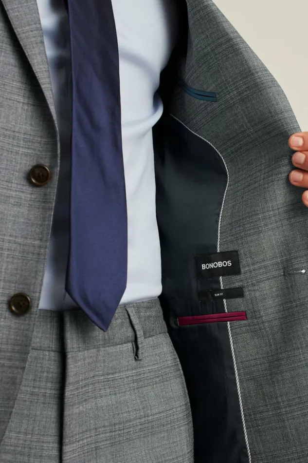 Men Jetsetter Wool Blazer Grey Check Bonobos Blazers and Sport Coats