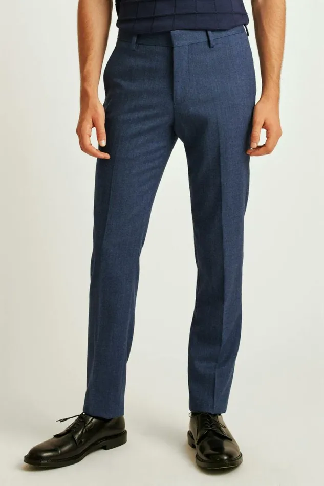 Men Jetsetter Wool Dress Pant Dark Blue Herringbone Bonobos Dress Pants