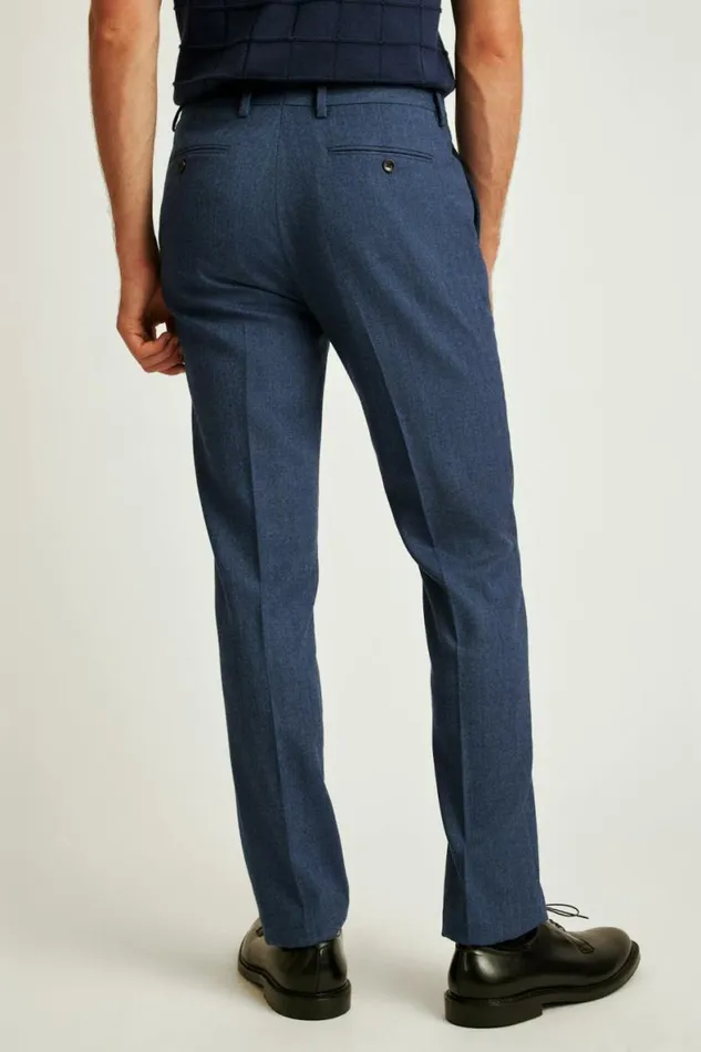 Men Jetsetter Wool Dress Pant Dark Blue Herringbone Bonobos Dress Pants