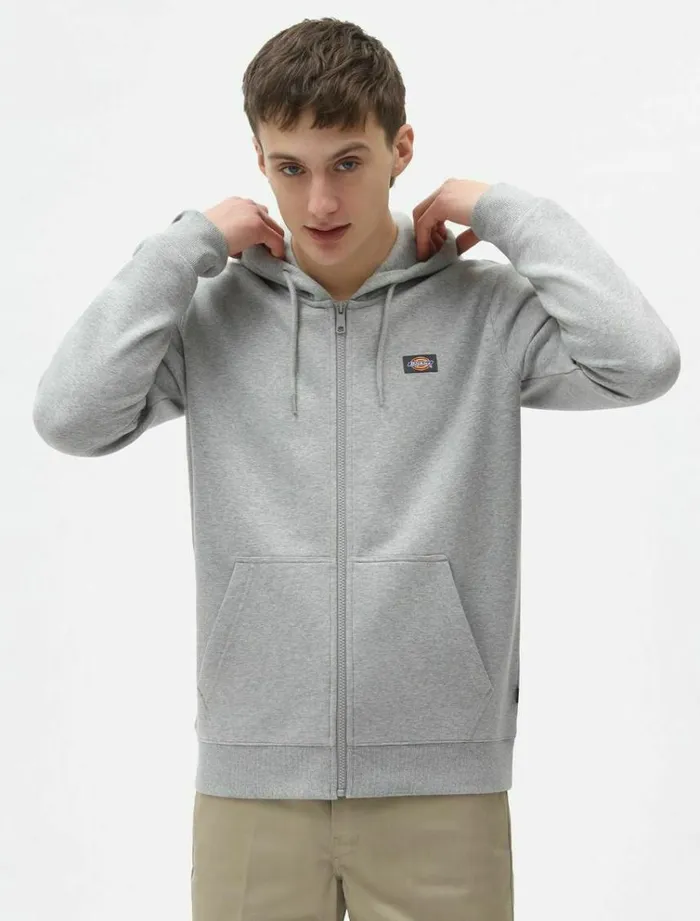 Men Jumpers and Sweatshirts Dickies Oakport Zip Hoodie Grey Melange