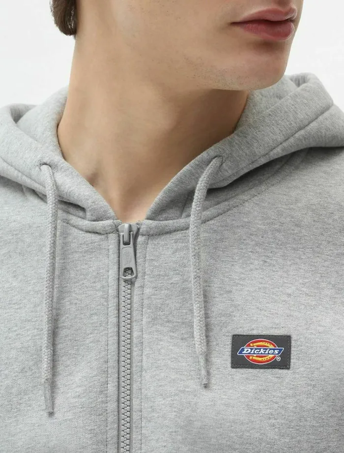 Men Jumpers and Sweatshirts Dickies Oakport Zip Hoodie Grey Melange
