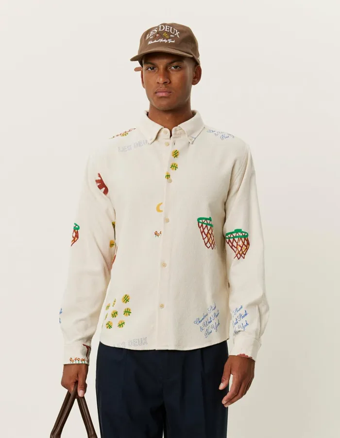Men Karl AOP Shirt 20 8211 IvoryArabian Spice Les Deux ShirtsOvershirts