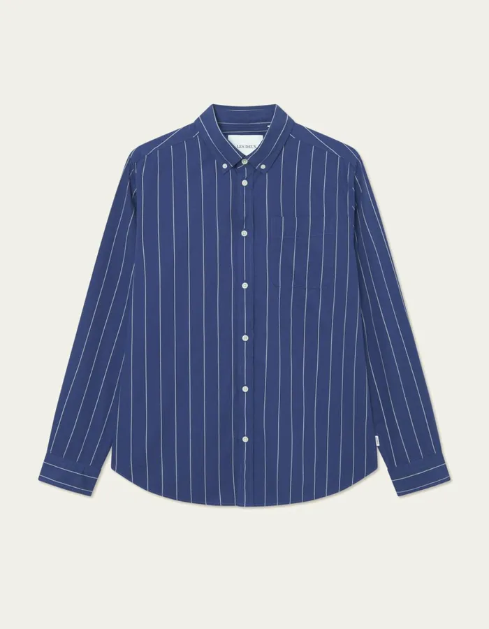 Men Kent Stripe Peached Poplin Shirt 8211 BlueprintWhite Les Deux ShirtsOvershirts Men Kent Stripe Peached Poplin Shirt 8211 BlueprintWhite Les Deux ShirtsOvershirts