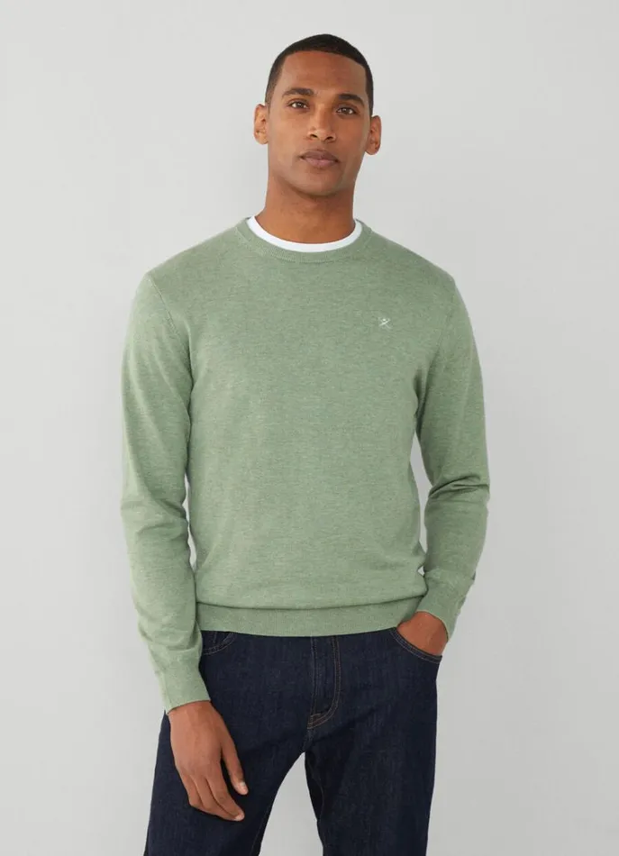 Men Knitwear Hackett London Cotton And Silk Crew Neck Jumper Sea Green