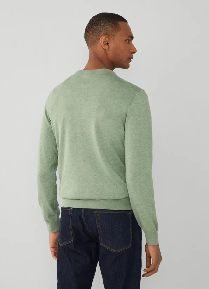 Men Knitwear Hackett London Cotton And Silk Crew Neck Jumper Sea Green