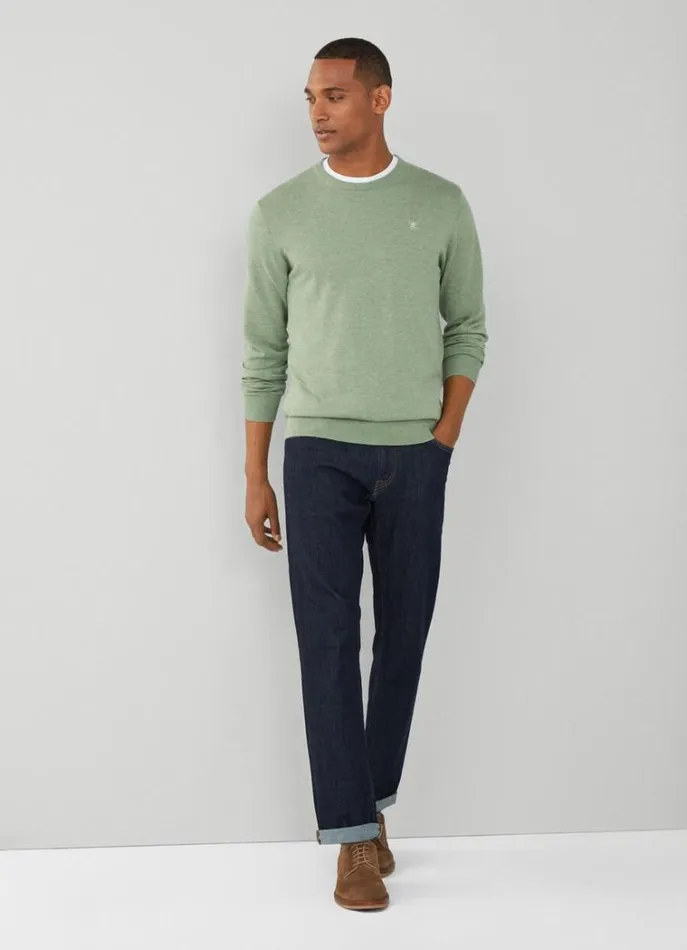 Men Knitwear Hackett London Cotton And Silk Crew Neck Jumper Sea Green
