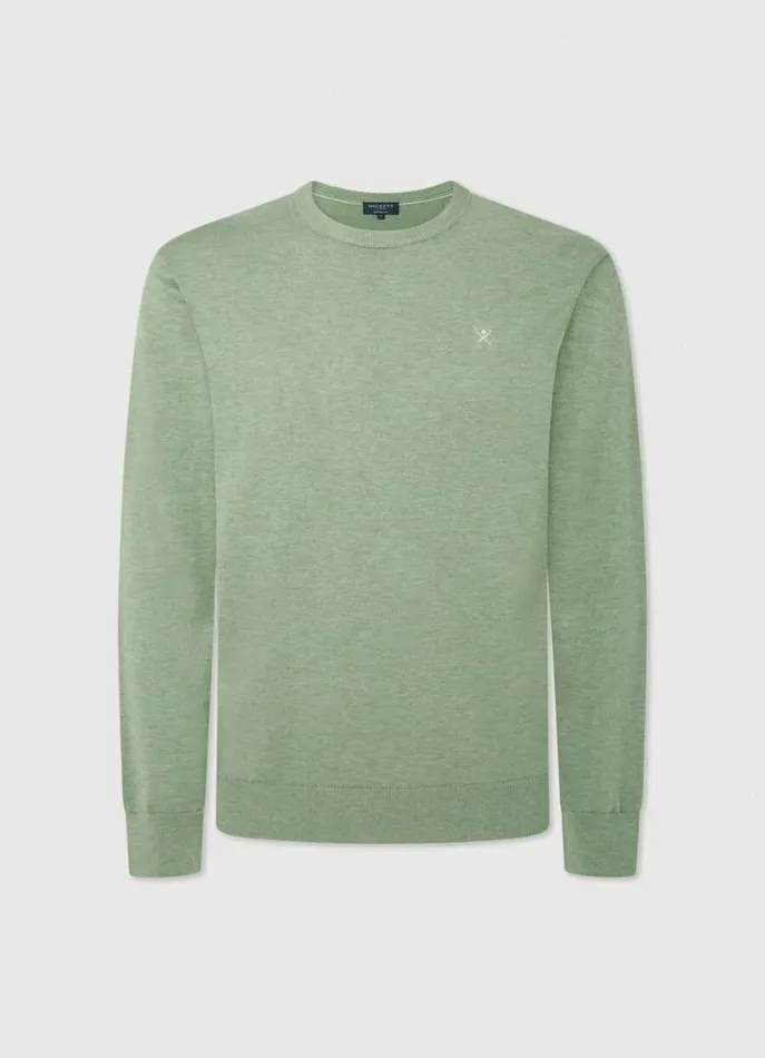 Men Knitwear Hackett London Cotton And Silk Crew Neck Jumper Sea Green