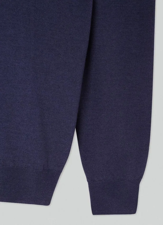 Men Knitwear Hackett London Merino Wool VNeck Jumper Navy