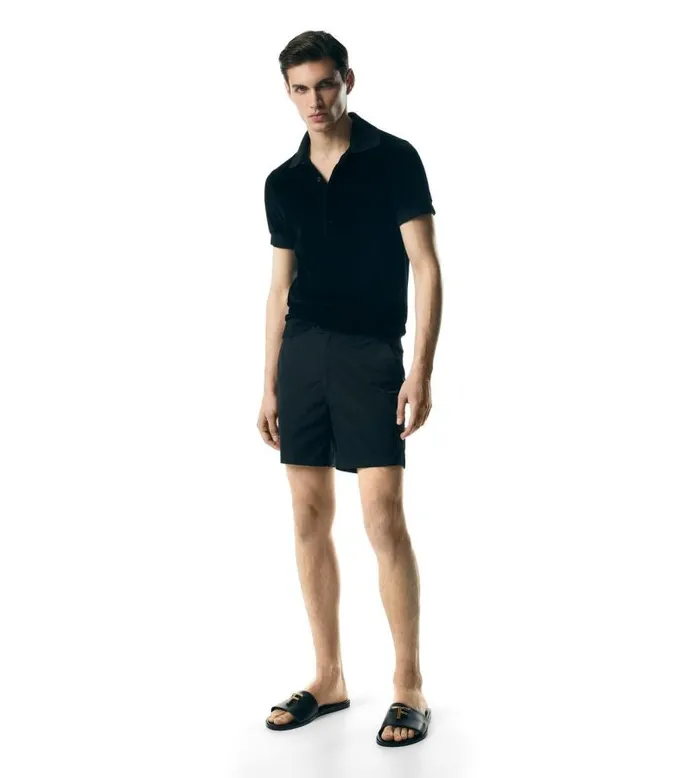 Men Knitwear Tom Ford Modal Velour Polo Black Men Knitwear Tom Ford Modal Velour Polo Black