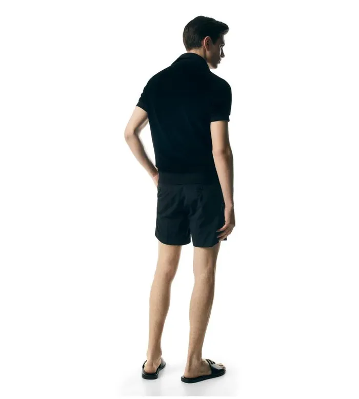 Men Knitwear Tom Ford Modal Velour Polo Black Men Knitwear Tom Ford Modal Velour Polo Black