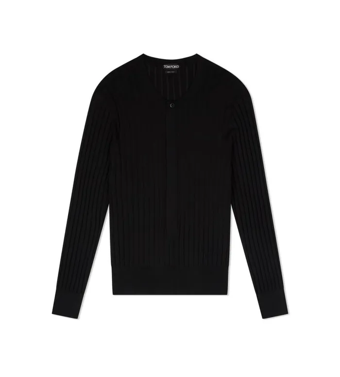 Men Knitwear Tom Ford Silk Blend Henley Black