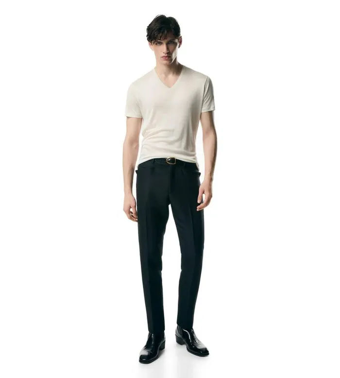 Men Knitwear Tom Ford Silk Sheer V Neck Ecru