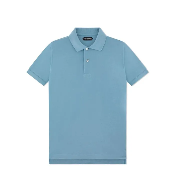 Men Knitwear Tom Ford Tennis Piquet Polo Light Blue