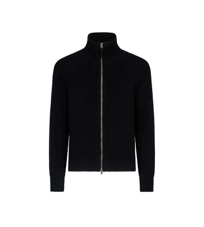 Men Knitwear Tom Ford Wool Cashmere Zip Through Black