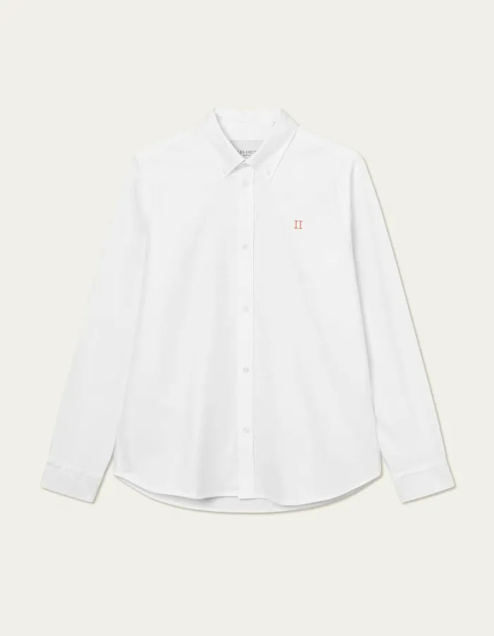 Men Konrad Contrast Oxford Shirt 8211 WhiteWhite Les Deux ShirtsOvershirts