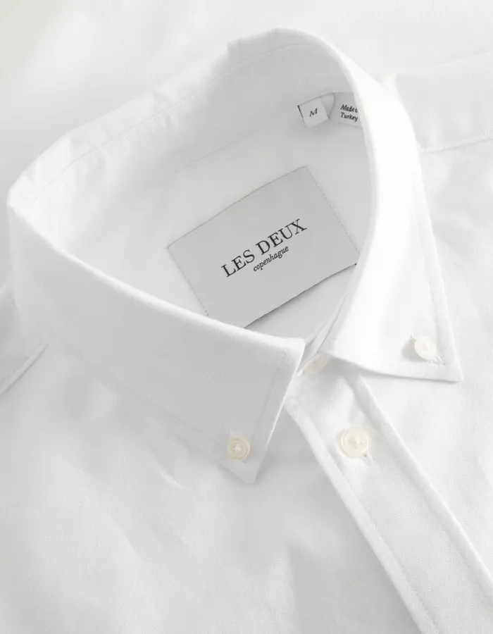 Men Konrad Contrast Oxford Shirt 8211 WhiteWhite Les Deux ShirtsOvershirts