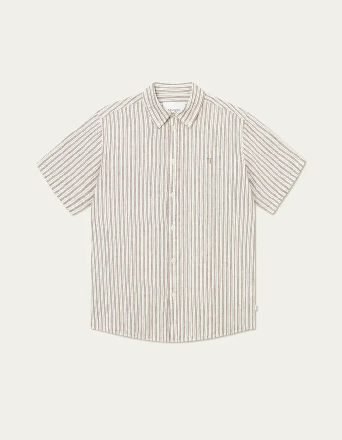 Men Kris Linen SS Shirt 8211 Light IvoryWalnut Les Deux ShirtsOvershirts