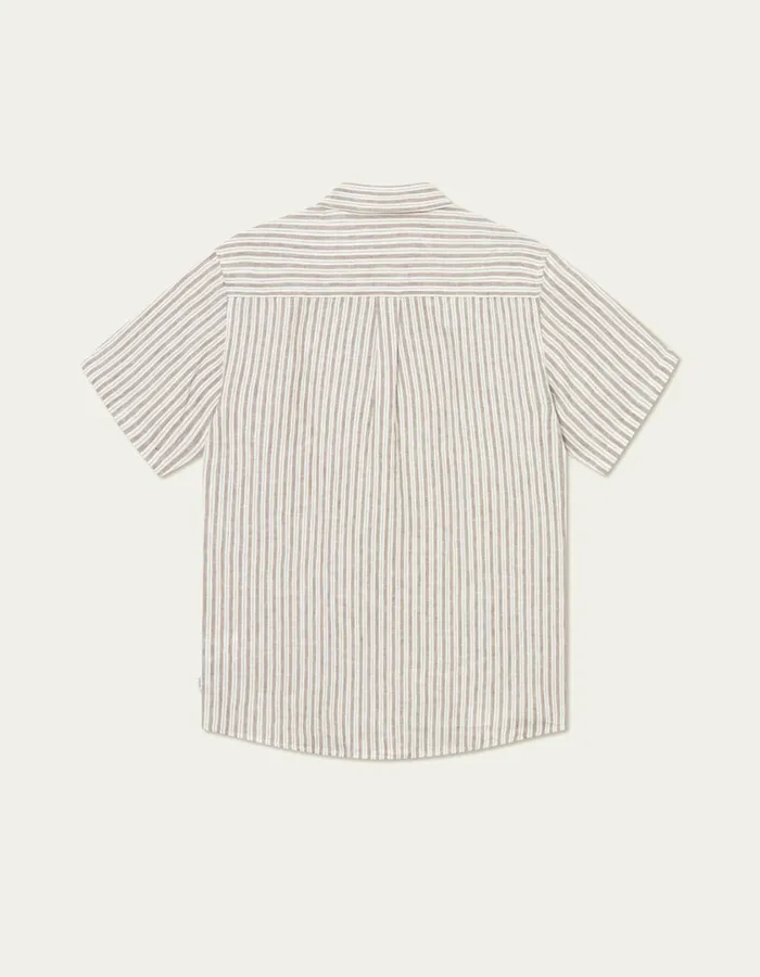 Men Kris Linen SS Shirt 8211 Light IvoryWalnut Les Deux ShirtsOvershirts