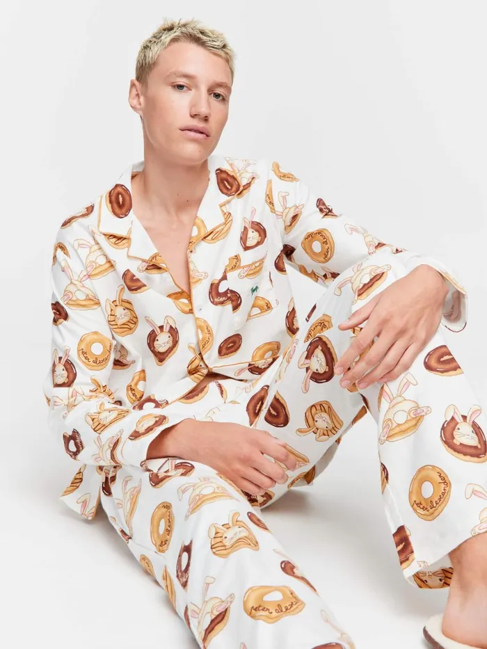 Men Krispy Kreme Bunnies Bamboo Flannelette Long Sleeve Pj Set Multi Peter Alexander Sets