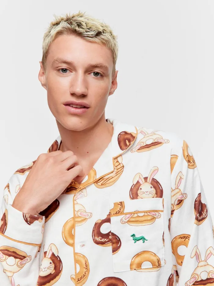 Men Krispy Kreme Bunnies Bamboo Flannelette Long Sleeve Pj Set Multi Peter Alexander Sets