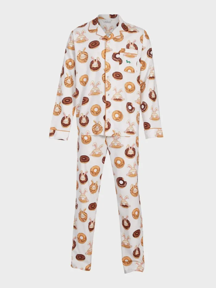 Men Krispy Kreme Bunnies Bamboo Flannelette Long Sleeve Pj Set Multi Peter Alexander Sets