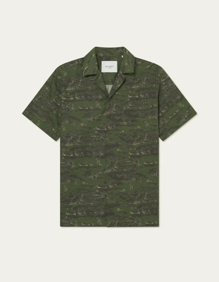 Men Lesley Ruins AOP SS Shirt 8211 Chive GreenSummer Melon Les Deux ShirtsOvershirts Men Lesley Ruins AOP SS Shirt 8211 Chive GreenSummer Melon Les Deux ShirtsOvershirts