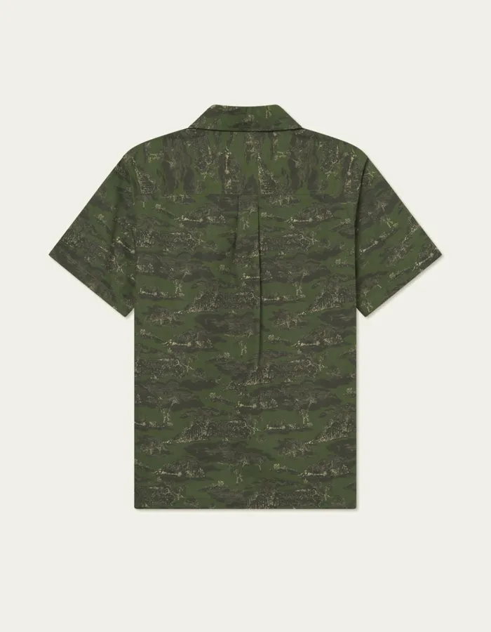 Men Lesley Ruins AOP SS Shirt 8211 Chive GreenSummer Melon Les Deux ShirtsOvershirts