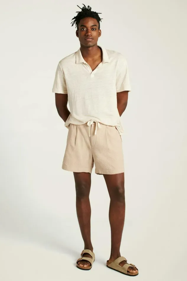 Men Linen Blend Boardwalk Short Taupe Stripe Bonobos Casual Shorts