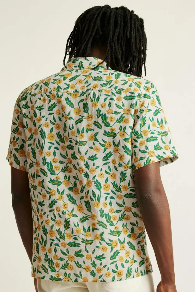 Men Linen Riviera Cabana Shirt Wild Dandelions Bonobos Short Sleeve Shirts