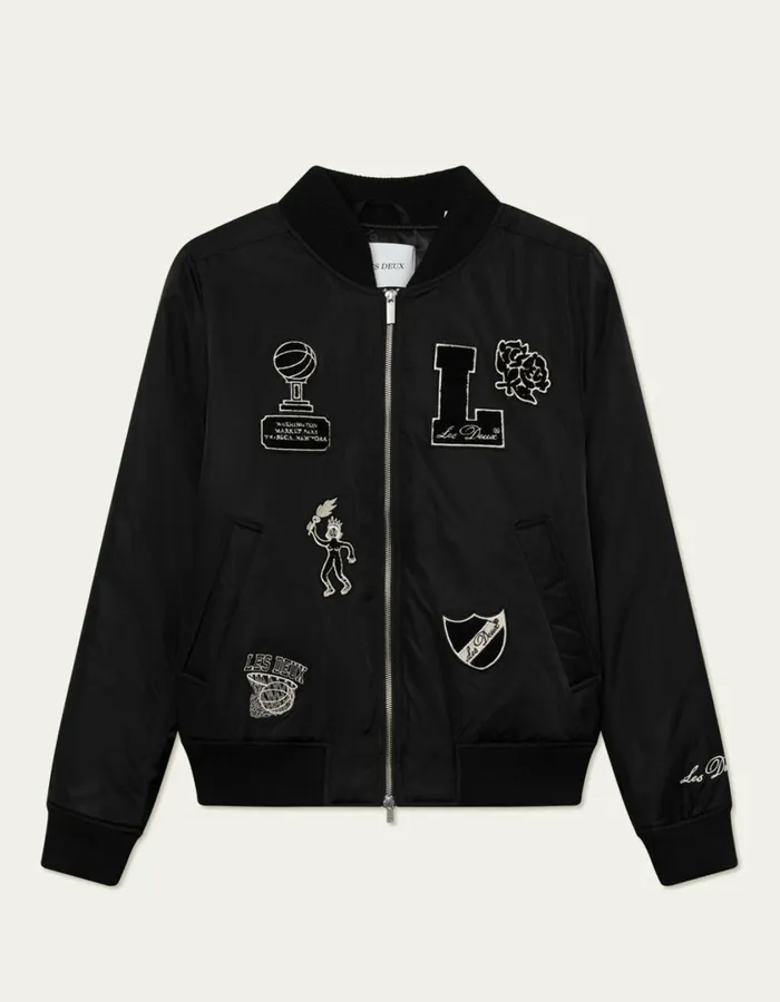 Men Neo Varsity Bomber Jacket 8211 BlackBlack Les Deux JacketsCoats