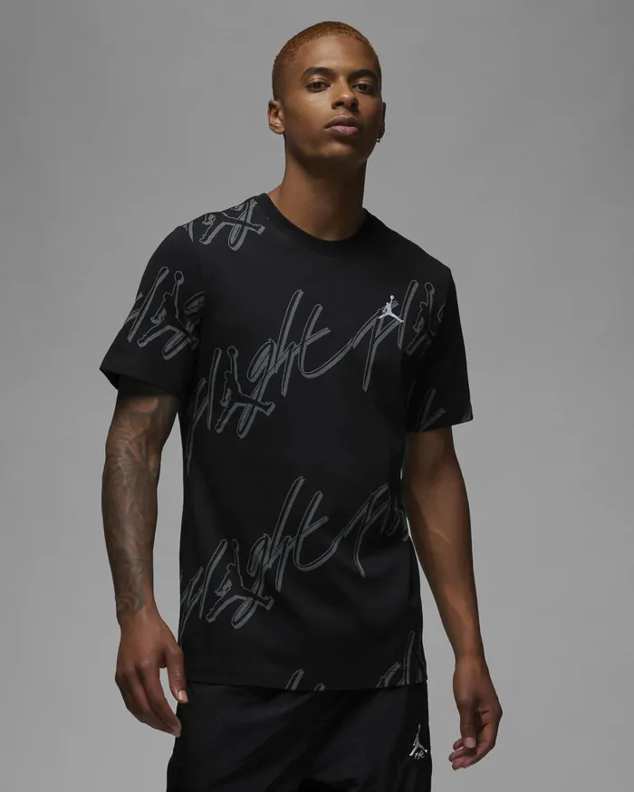 Men Nike Tops And TShirts Jordan Flight Essentials Blacksmoke Greywhite
