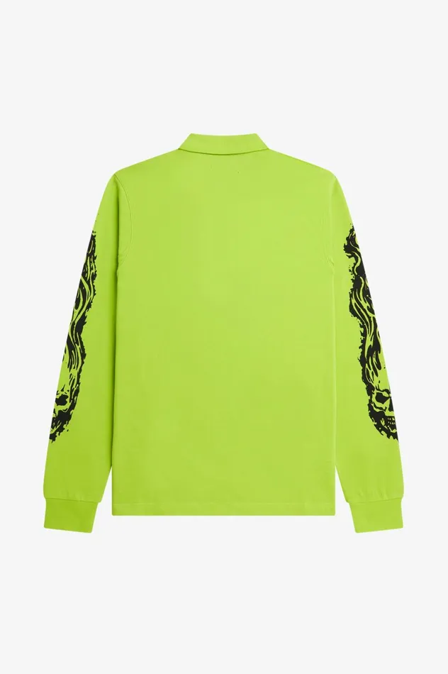 Men Noon GoonsNoongoons Long Sleeve Graphic Polo Shirt Lime Green Fred Perry Polo Shirts