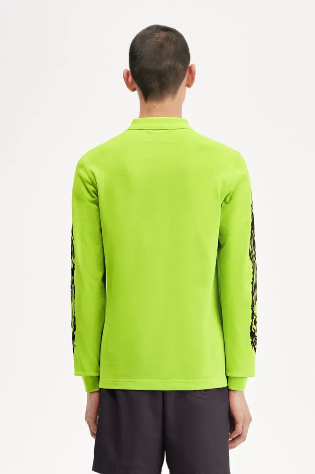 Men Noon GoonsNoongoons Long Sleeve Graphic Polo Shirt Lime Green Fred Perry Polo Shirts