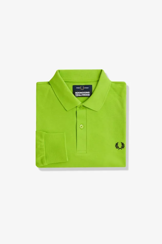 Men Noon GoonsNoongoons Long Sleeve Graphic Polo Shirt Lime Green Fred Perry Polo Shirts