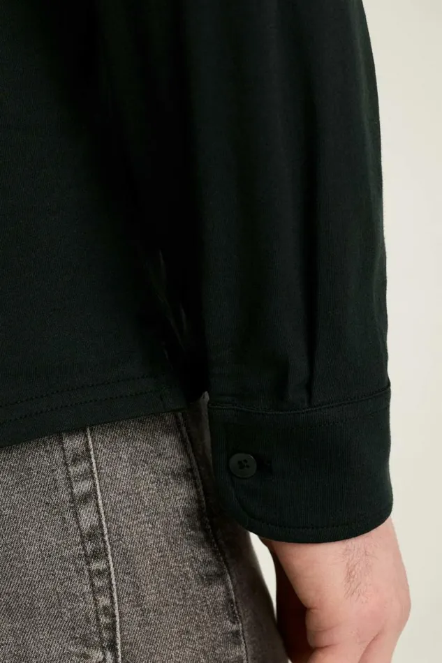 Men Organic Cotton Long Sleeve Polo Black Bonobos Polos