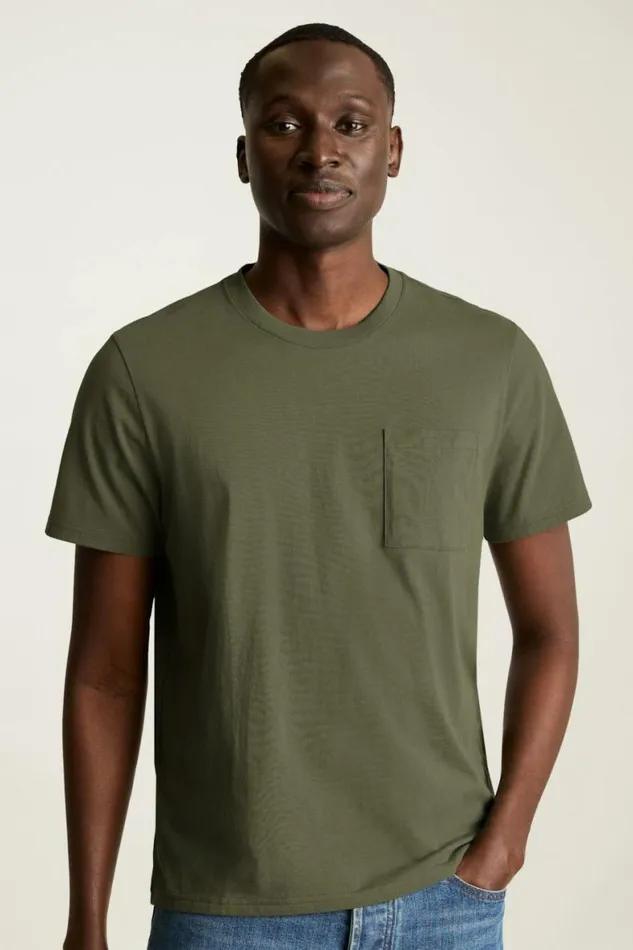 Men Organic Cotton Pocket Tee Dark Green Bonobos Short Sleeve Tees
