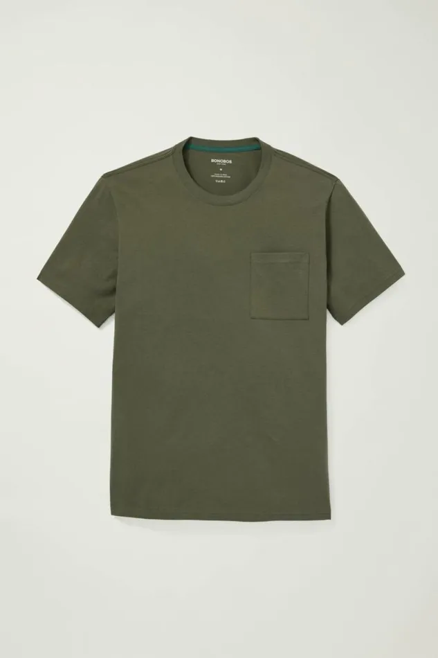 Men Organic Cotton Pocket Tee Dark Green Bonobos Short Sleeve Tees