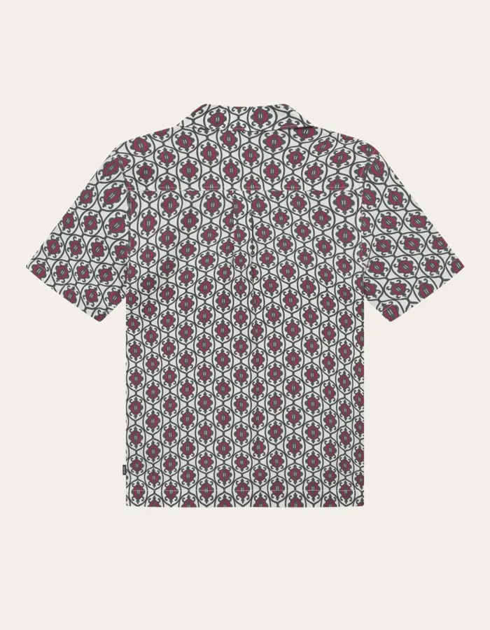 Men Ornament Tencel SS Shirt 8211 IvoryChive Green Les Deux ShirtsOvershirts