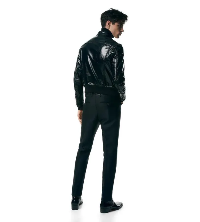 Men Outerwear Tom Ford Crackled Leather Zip Pocket Blouson Black Men Outerwear Tom Ford Crackled Leather Zip Pocket Blouson Black