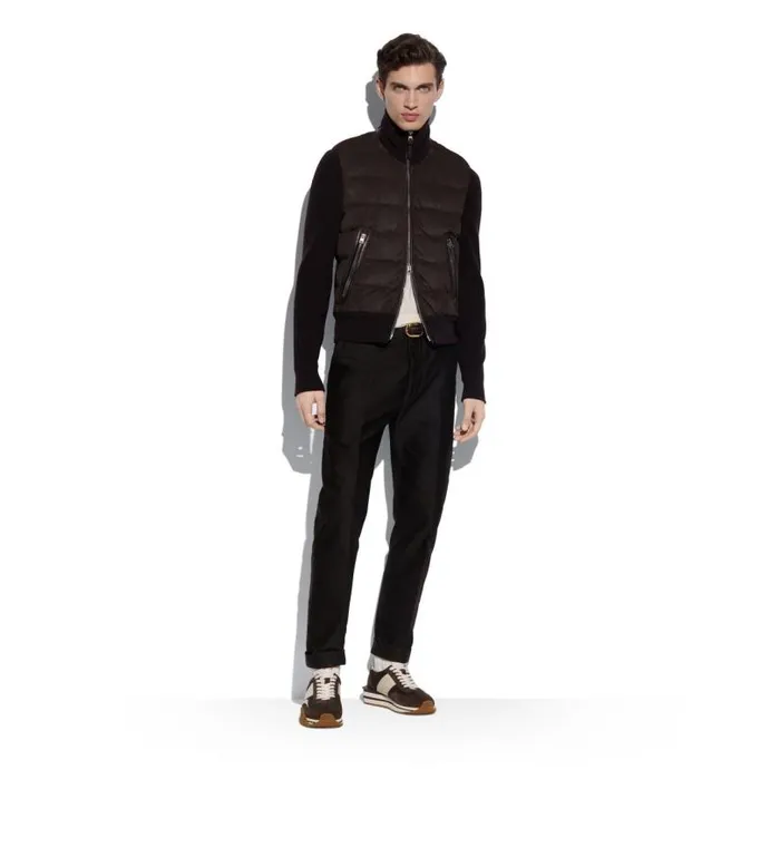 Men Outerwear Tom Ford Down Suede Front Zip Through Ebony