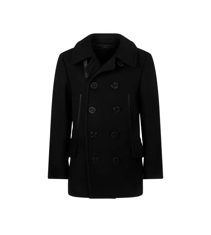 Men Outerwear Tom Ford Melton Peacoat Black