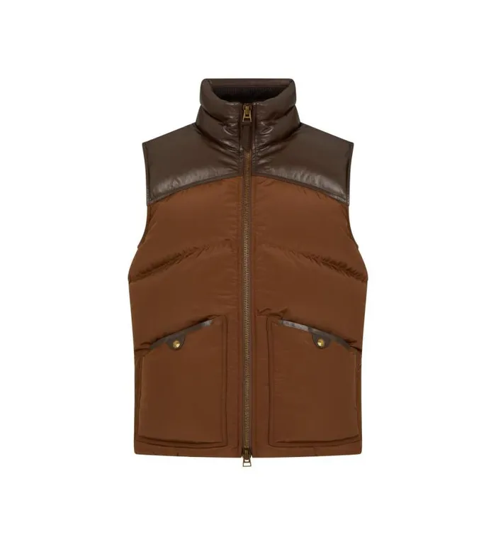Men Outerwear Tom Ford Micro Ottoman Down Gilet Chocolate