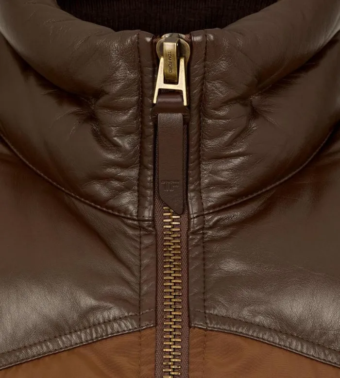 Men Outerwear Tom Ford Micro Ottoman Down Gilet Chocolate