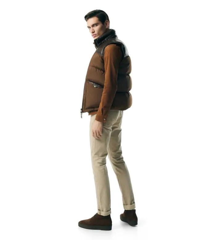 Men Outerwear Tom Ford Micro Ottoman Down Gilet Chocolate