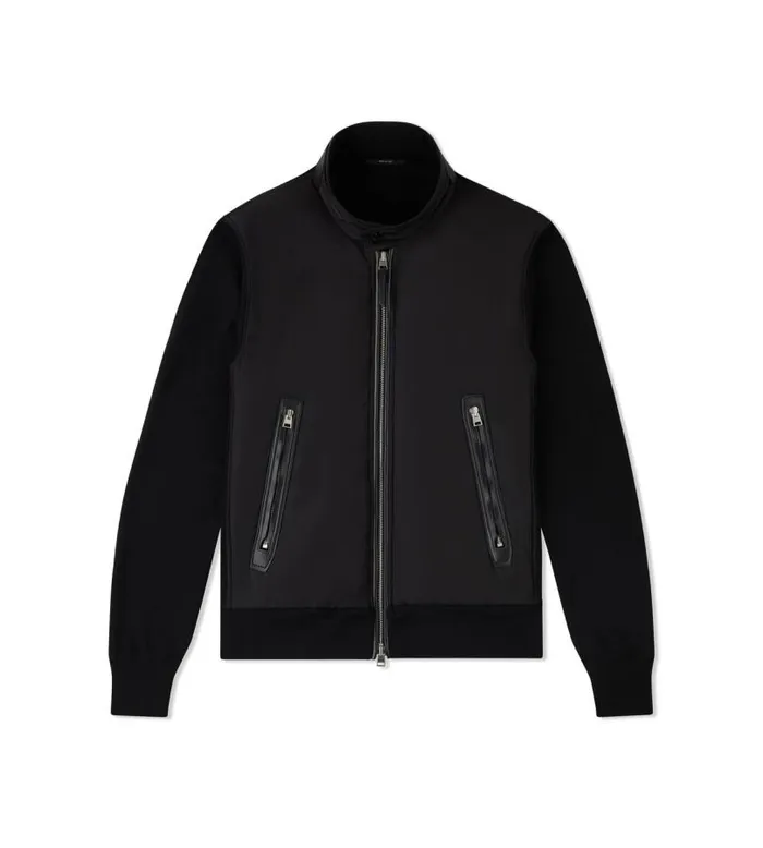 Men Outerwear Tom Ford Nylon Front Harrington Zip Through Black
